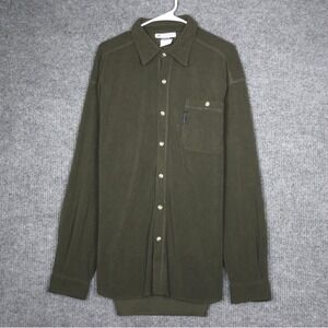 Columbia Sportswear Mens Fleece Button Up Long Sleeve Shirt Dark Green Size XL